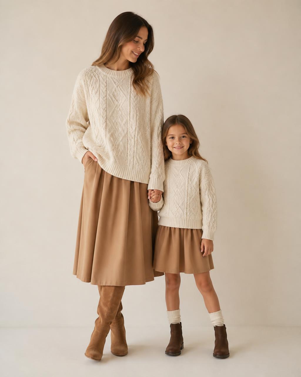 Camisola de tranças creme