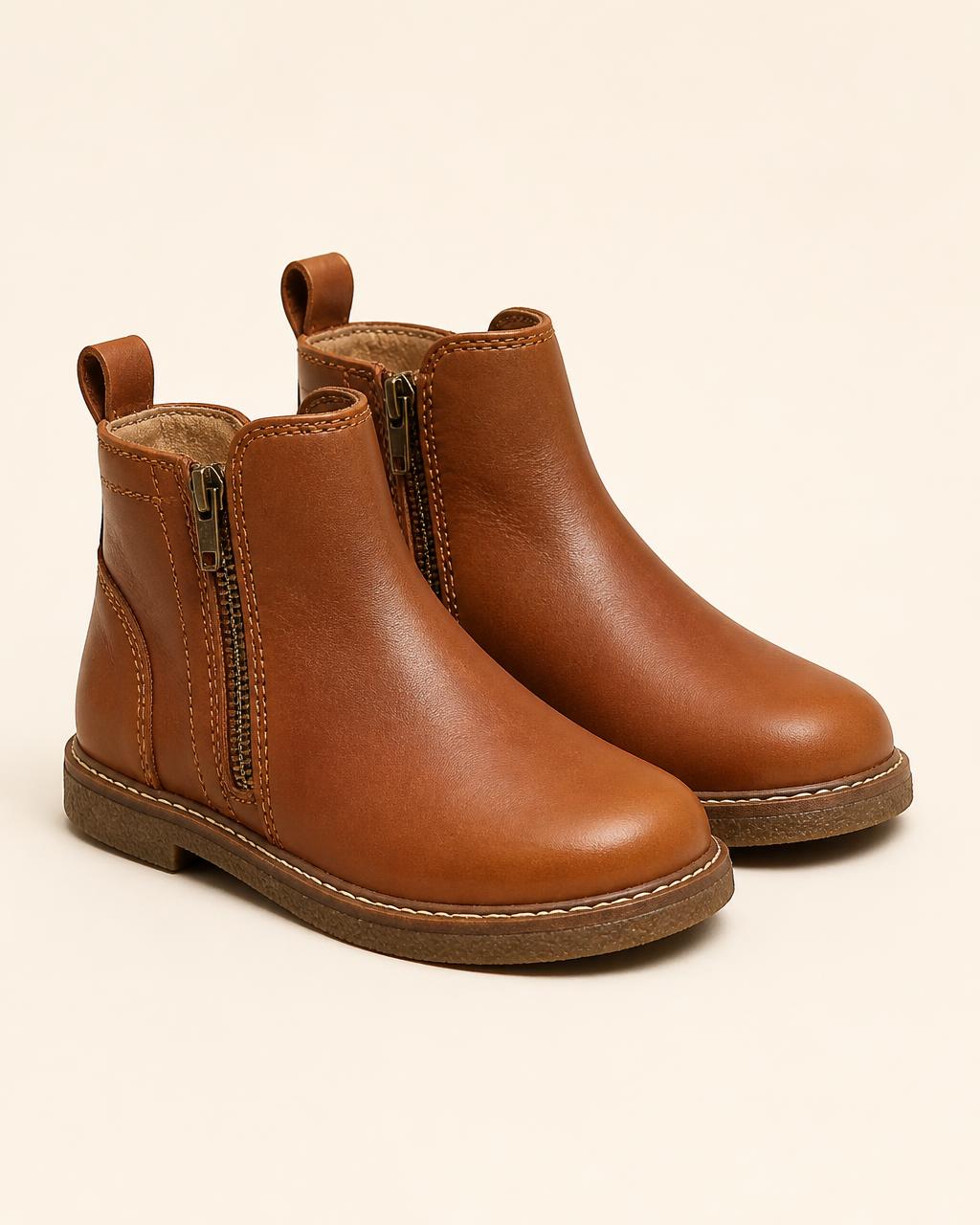 Botas em pele castanho