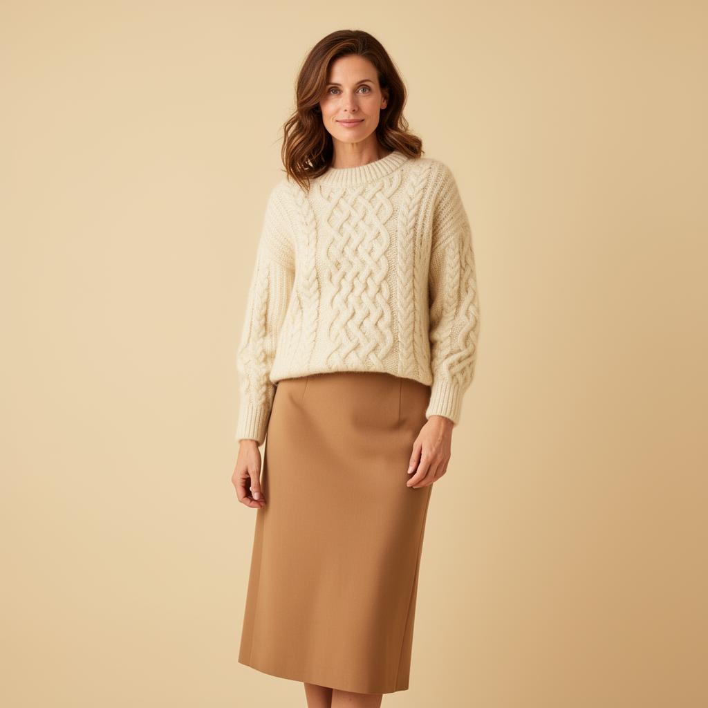 Camisola de tranças creme