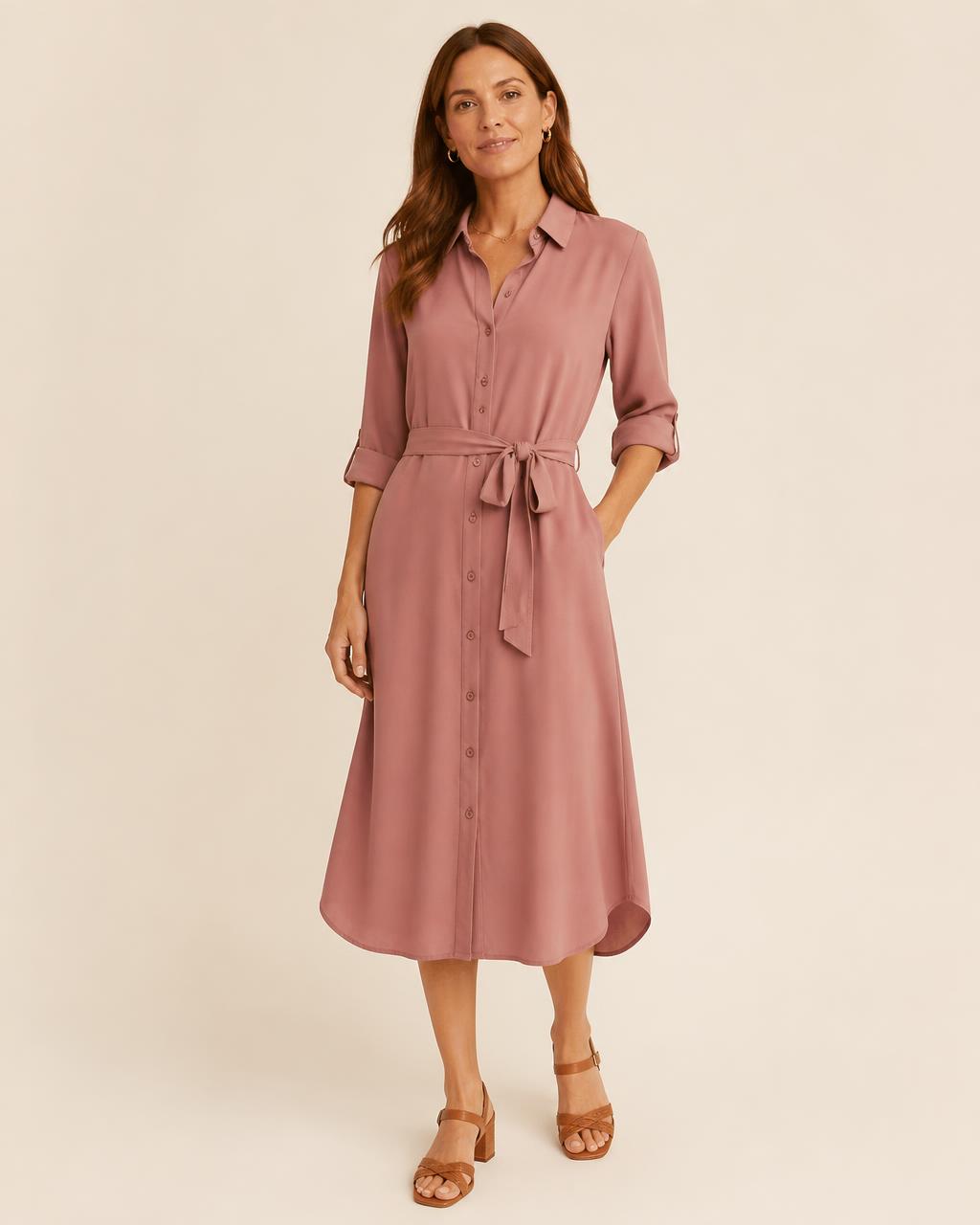 Vestido camiseiro rosa velho